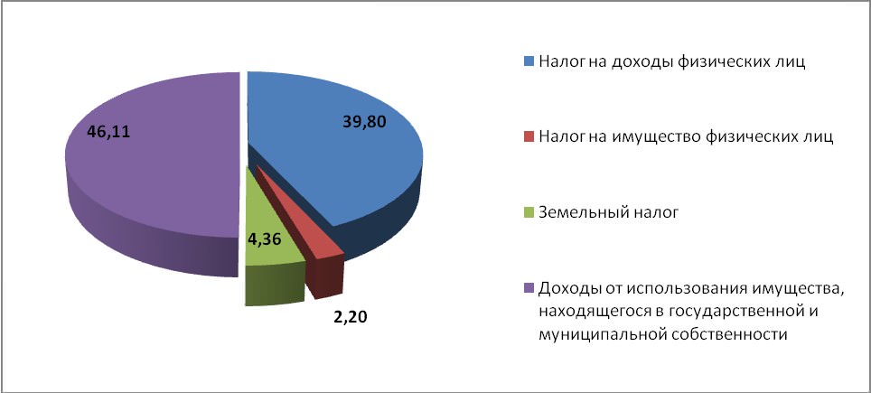 Структура собственных доходов г. Заполярный в 2009 г.